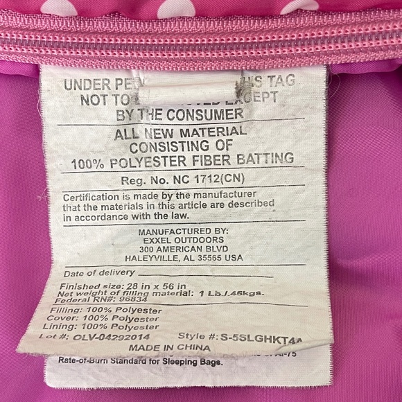 Hello Kitty Sleeping Bag Zippered 28”x 56” Sanrio Pink/white Polka Dots - Picture 7 of 8